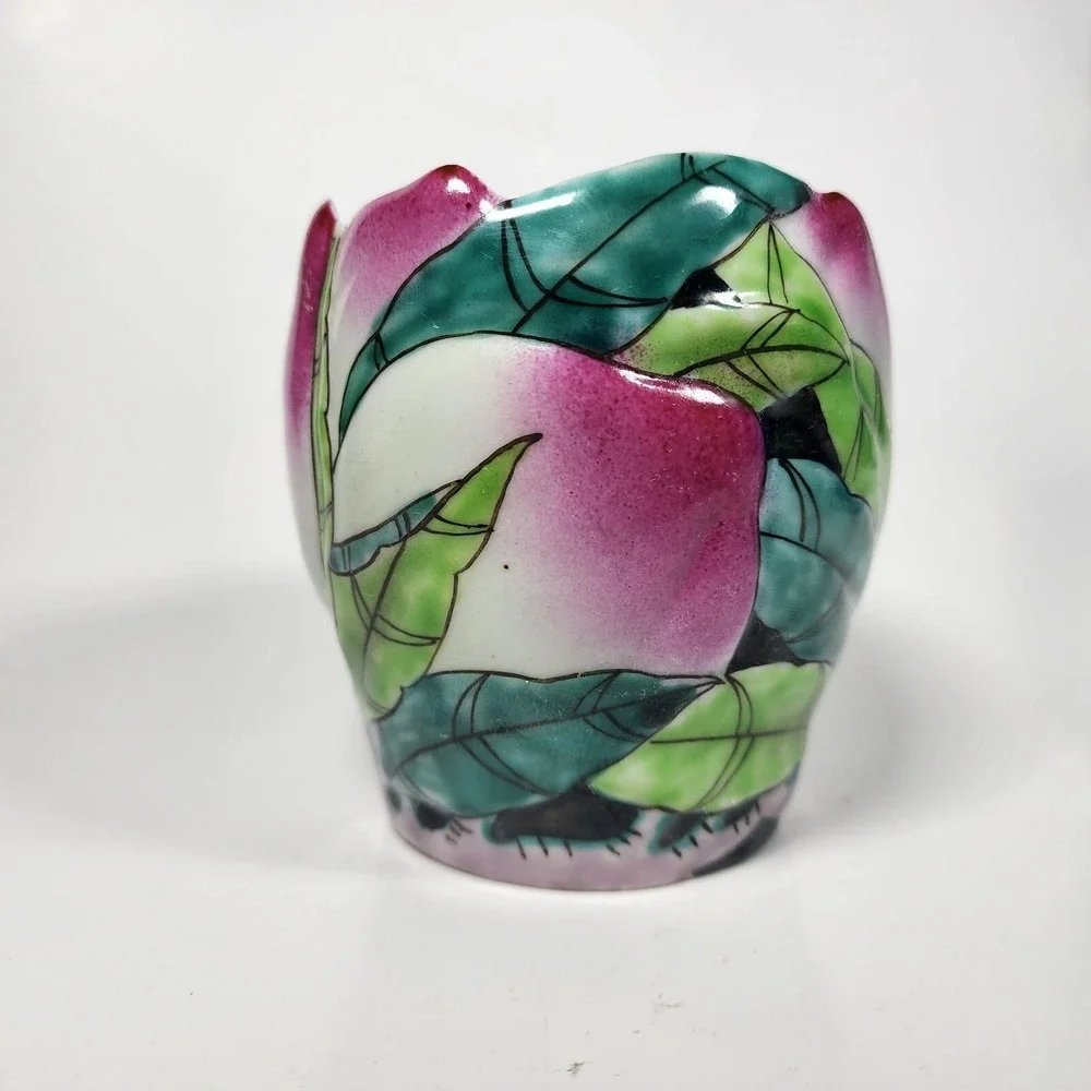 Vintage‎ Chinese Famille Rose Porcelain Vase Flower Petal Tulip
